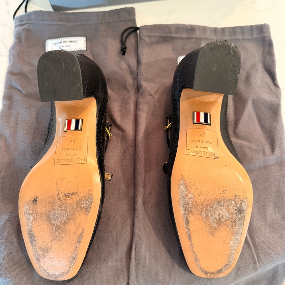 Thom Browne Black PEBBLE GRAIN CRISS CROSS HEELED THOM JOHN 75MM - Picture 6 of 7